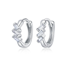 Huggie Earrings, Platinum Plated 925 Silver Star Earrings with Cubic Zircon Fine - £13.90 GBP