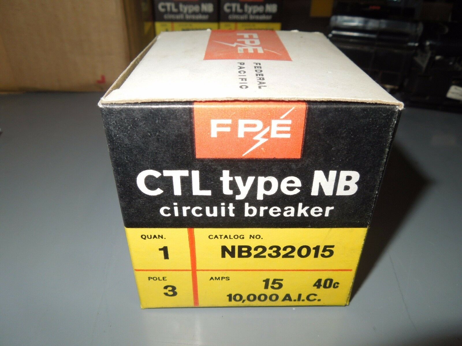 Primary image for FPE Circuit Breaker NB232015 15A 3p 240V Bolt-in Stab-Lok (Surplus in Box)