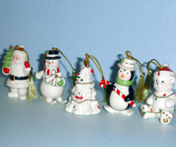 Lenox Very Merry Ornament 5 PC Set Snowman-Santa-Christmas Tree-Bear-Penguin New - £31.89 GBP