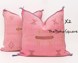 Set Of 2 Handmade &amp; Hand-Stitched Moroccan Sabra Cactus Pillow Cushion, ... - $119.99