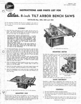 1949 Atlas No. 3020, 3030, and 3040 8-inch Bench Table Saw  Instructions - £15.74 GBP