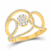 14kt Yellow Gold Womens Baguette Diamond Open Loop Cluster Fashion Ring 1/2 Cttw - £628.29 GBP