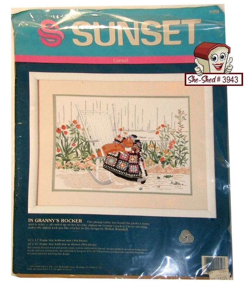 Dimensions 1990 Sunset Crewel Kit In Granny's Rocker 11059  (pre-owned) - $19.95