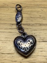 Vintage Silver Tone Heart Pendant Charm Estate Fashion Jewelry Find KG JD - $11.88