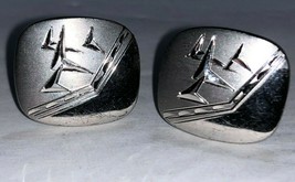 Fancy Speidle Chevron Airplane Bird Design Cufflink Set Sterling Silver .925 - £21.10 GBP