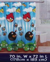 ROVIO ANGRY BIRDS BLUE FABRIC BATH SHOWER CURTAIN NEW - £21.98 GBP