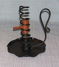 Vintage Courting Candle Holder Spiral Candlestick Adjustable Black Metal - $14.95