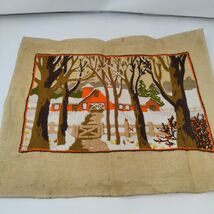 Vintage Winter Scene with Barn Embroidery Picture Crewel - $19.98