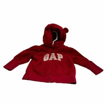 Baby Gap Infant baby 3 6 months Fleece Full Zip Jacket Red Bear Ears on ... - $8.90