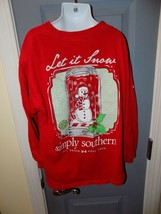 Simply Southern &quot;let It Snow”Snowman Mason Jar Red Long Sleeve Shirt Size S Girl - £15.79 GBP