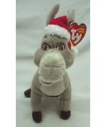 TY Beanie Babies Shrek the Halls DONKEY W/ SANTA HAT 7&quot; Plush STUFFED AN... - £14.64 GBP