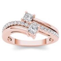 Authenticity Guarantee 
14K Rose Gold 0.60 Ct Princess Diamond Two Stone Enga... - £811.95 GBP