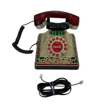 Coca-Cola Telephone Light Up Stained Glass Look 2001 Land Line Phone Wor... - $47.45