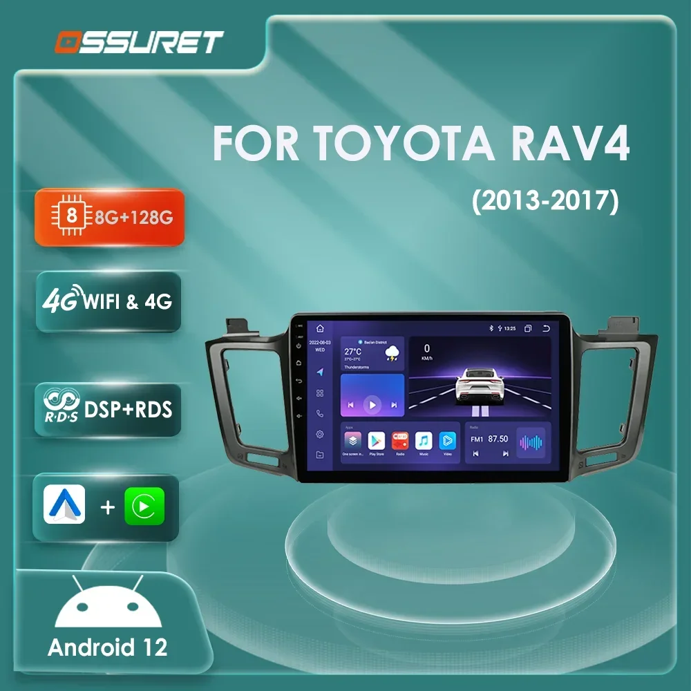 Android 12 Car Auto radio For Toyota RAV4 RAV 4 2013 2014 2015 2016 2017 - £100.97 GBP+