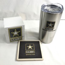US ARMY Promo Items Lot of 3: 20 oz Tumbler with Lid, Post It Note Cube, Coaster - £13.90 GBP