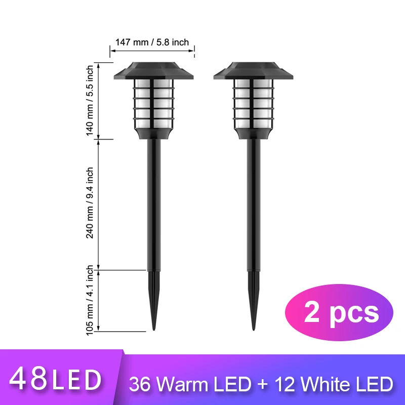 2 IN 1 LED Solar Flame Lamp Outdoor Torch White Lights Waterproof scape Lawn Lam - £75.86 GBP