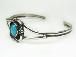 Baby Southwest Old Pawn Faux Turquoise Sterling Silver Bangle Bracelet - £32.13 GBP