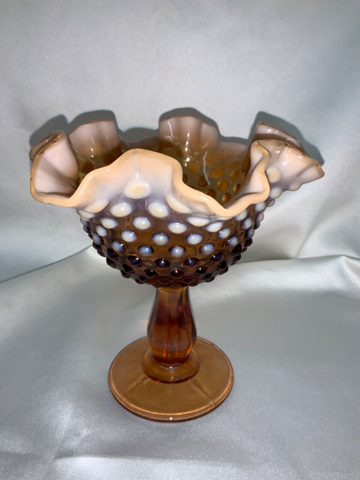 Primary image for Fenton Art Glass Cameo Opalescent Hobnail Compote Candy Dish
