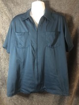 Haband Full zip size XL Blue short sleeve casual shirts RN 84890 - $11.88