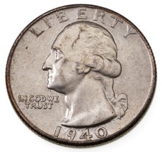 1940-S 25C Washington Quarts En Choix Bu État, Excellent Oeil Appeal - $57.70