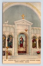 St Nicholas Greek Orthodox Church Tarpon Springs FL UNP Linen Postcard E16 - £2.36 GBP