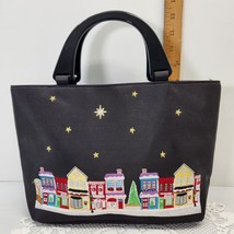 Kim Rogers Embroidered Holiday Bag Purse North Star Christmas Village to... - £16.20 GBP