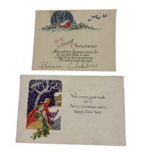 Antique Colonial Christmas Postcard and Christmas Greeting Card Snowy Scenes - £6.22 GBP