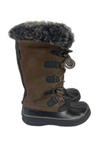Kamik Solitude Jr Snow Boots Girls Size 1 Youth Brown Suede Leather FAIR - £14.15 GBP
