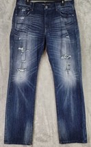 Express Blake Jeans Mens 34 x 34 Blue Denim Distressed Ripped Loose Fit ... - $49.49