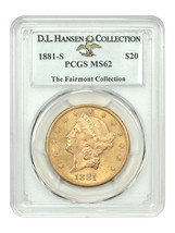 1881-S $20 PCGS MS62 ex: D.L. Hansen - $9,548.44