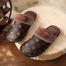 Winter Men Slippers Home Cotton Shoes Cozy Warm Plush Women Slippers Non-slip Le - £21.63 GBP