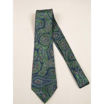 Men's 100% Silk Necktie By Bruno Piattelli Paisley Floral Fancy BP20 Green Blue image 2