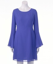 JLO JENNIFER LOPEZ Chiffon DRESS Size: 6 (SMALL) New Sheath Lined Blue - £79.13 GBP