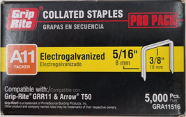 Grip-Rite 5/16-in Leg x 3/8-in Medium Crown Silver Standard Staples 5000... - £9.83 GBP