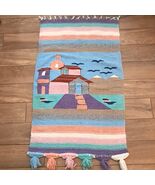 Vintage Mexican Pastel Houses church Wall Hanging decor Tapestry southwe... - €36,85 EUR