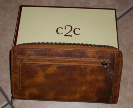 leather wallet C2C womens brown new in original box - $89.00