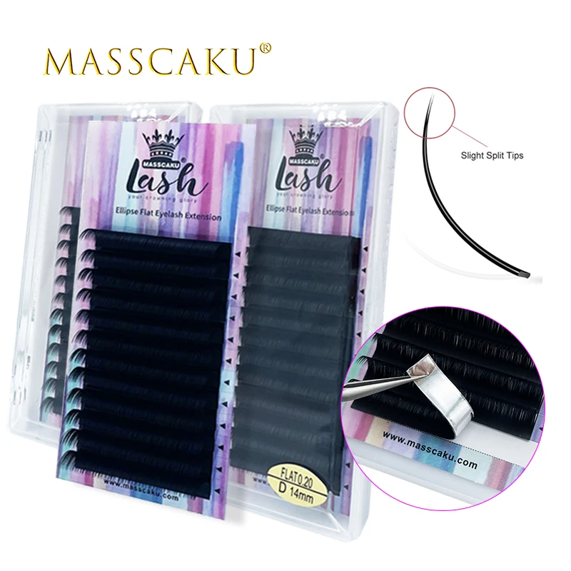 T individual eyelash extension 8 18mm mix length premium ellipse flat eyelash extension thumb200