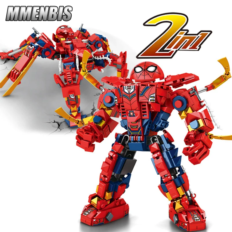 2 in 1 Transform Spider Man Building Blocks Sets Venom Mecha Marvel Supe... - $23.98