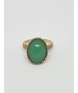 Midcentury 10K Gold Cocktail Ring Green Stone poss. Jade or Onyx Size 10... - £251.14 GBP