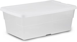 Sterilite 6 Quart Clear Stackable Closet Storage Tote With White Lid. - £20.70 GBP