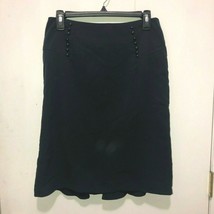 AGB Womens 28&quot; Waist Navy Blue A Line Skirt Button Accents Flouncy Back Bottom - £4.63 GBP