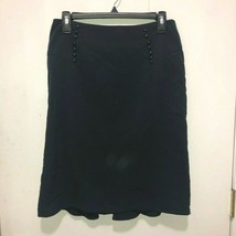 AGB Womens 28&quot; Waist Navy Blue A Line Skirt Button Accents Flouncy Back ... - $5.93