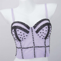 Burning Man Rave Festival Rhinestones Purple Clubwear Bustier Corset Top... - $48.00