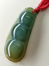 Icy Ice Green &amp; Yellow Natural Burma Jadeite Jade Bean Pendant # 40.20 carat # - £791.36 GBP