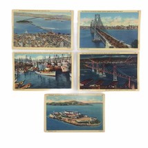 San Francisco Bay Area Tourist Attraction Linen Postcards Lot Of 5 Vinta... - $18.66