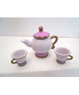 DISNEY 2006 Beauty &amp; The Beast Mrs Potts (HTF no face) PVC Tea Pot 2 Cups - $8.41