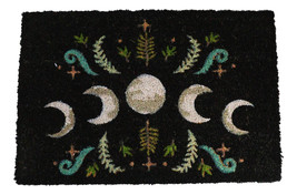 Dark Forest Moon Phase Wiccan Black Coir Coconut Fiber Floor Mat Doormat - £21.08 GBP
