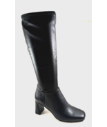 Steve Madden Hunny Black Stretch Knee High Mid Block Heel Square Toe Boot - $109.99