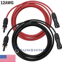 Pair Black + Red Solar Panel Extension Cable Wire Solar Connectors 10 or 12 AWG - £16.32 GBP
