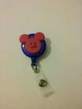 Mickey Mouse badge reel key ID card holder lanyard retractable Disney sc... - $9.49